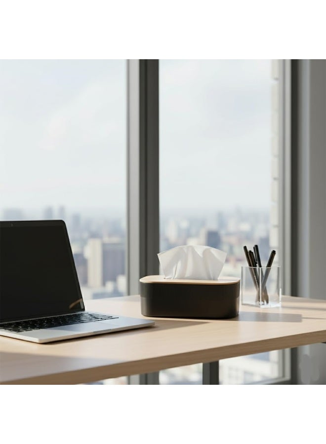 A modern tissue box with a wooden lid, featuring a contemporary design that combines simplicity and elegance. - Image 5
